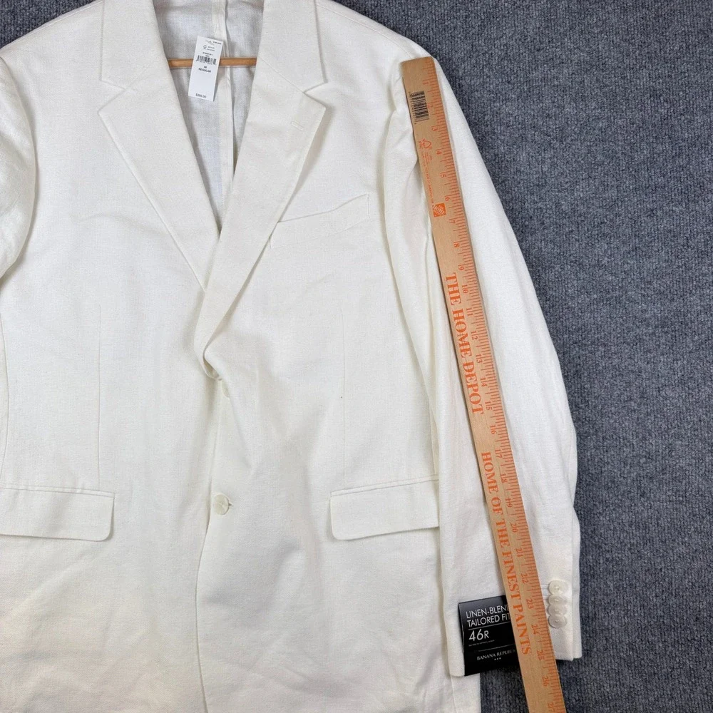 Banana Republic Blazer Mens 46R White Linen Blend Unstructured Jacket NWT $260